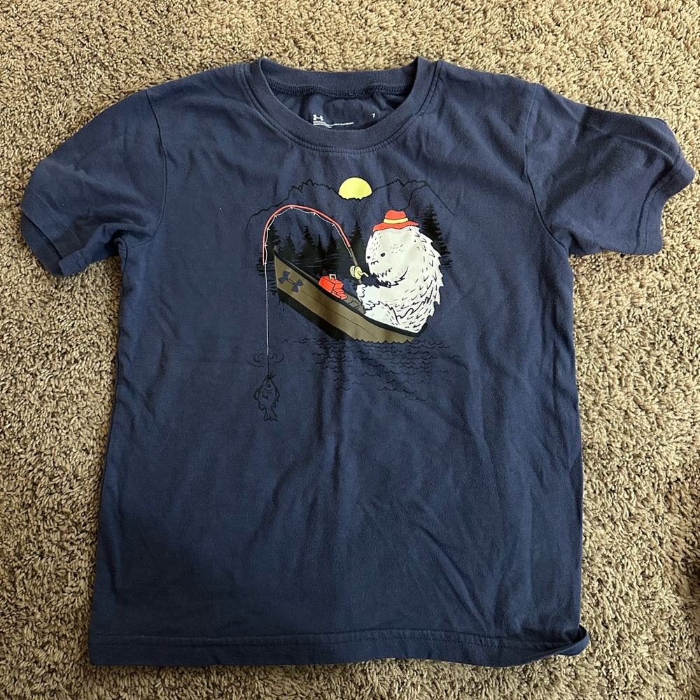 Under Armour Kids Navy Blue Fishing Bear T-Shirt